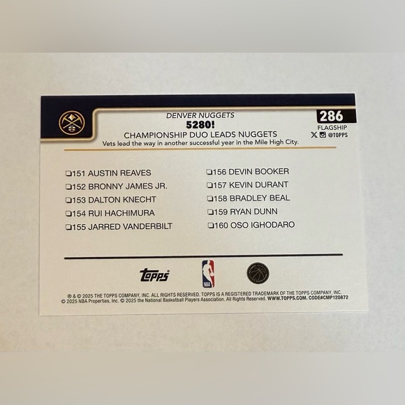 2025 Topps Championship Duo Leads 5280! Flagship # 286 - Picture 2 of 8